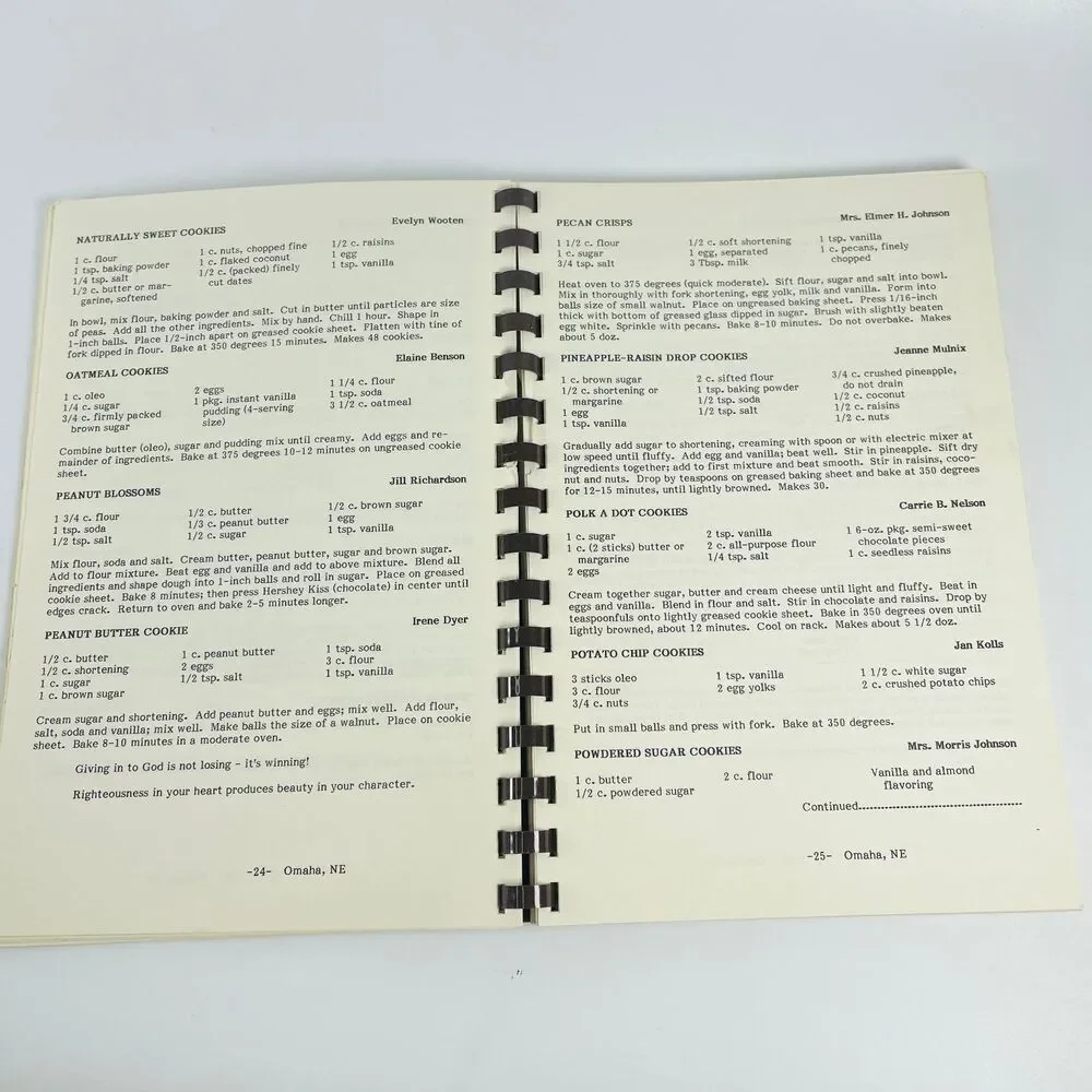 Cherished Recipes Open Door Mission Omaha Nebraska Vintage Cookbook